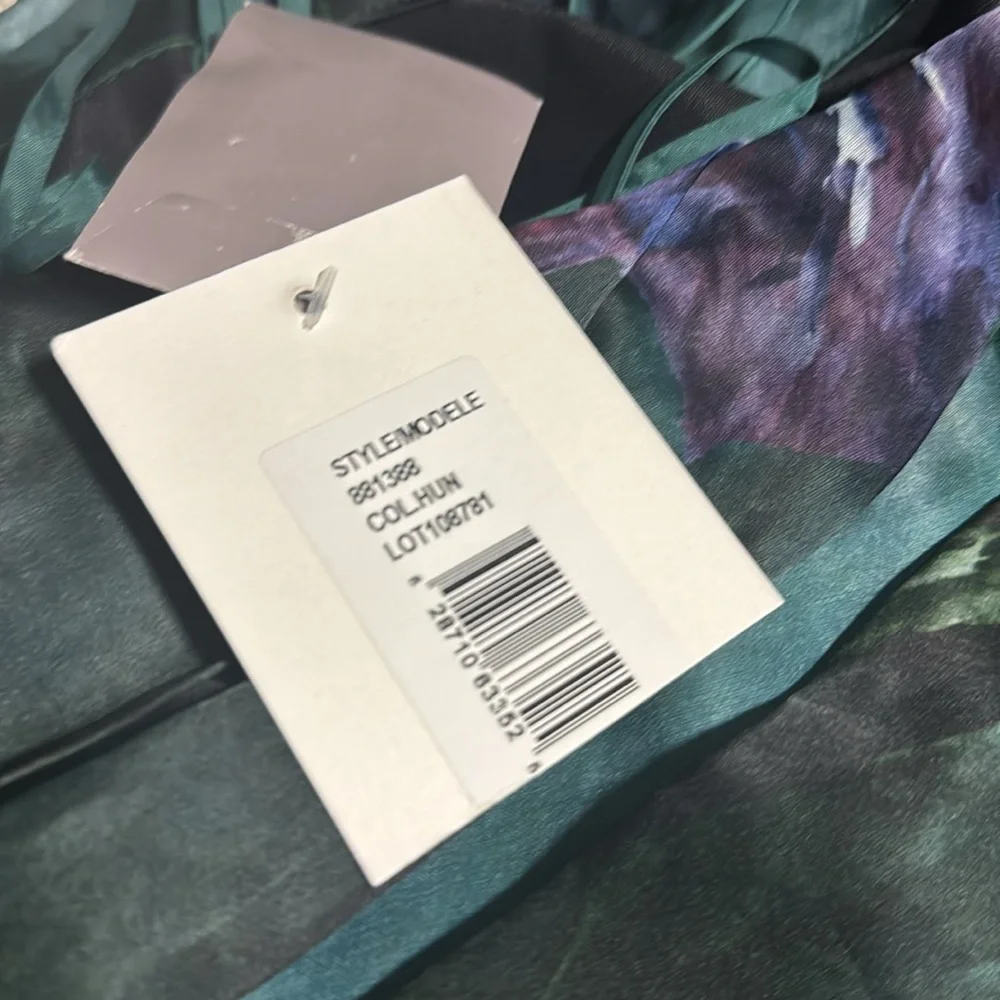 Theia Dark Teal & Purple Floral Strapless Ruffled Gown Size 8 NWT ⭐️⭐️⭐️⭐️⭐️ - Picture 7 of 11